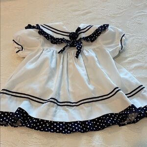 Vintage “Thomas” 6 month Navy and White Polka Dot Baby Dress